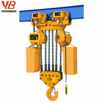 10 ton electric chain hoist traveling on crane beam